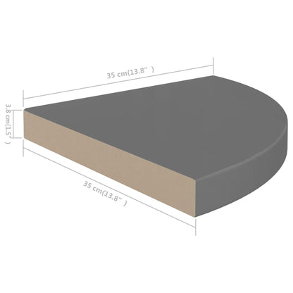 Eck-Schweberegale 4 Stk. Hochglanz-Grau 35x35x3,8 cm MDF