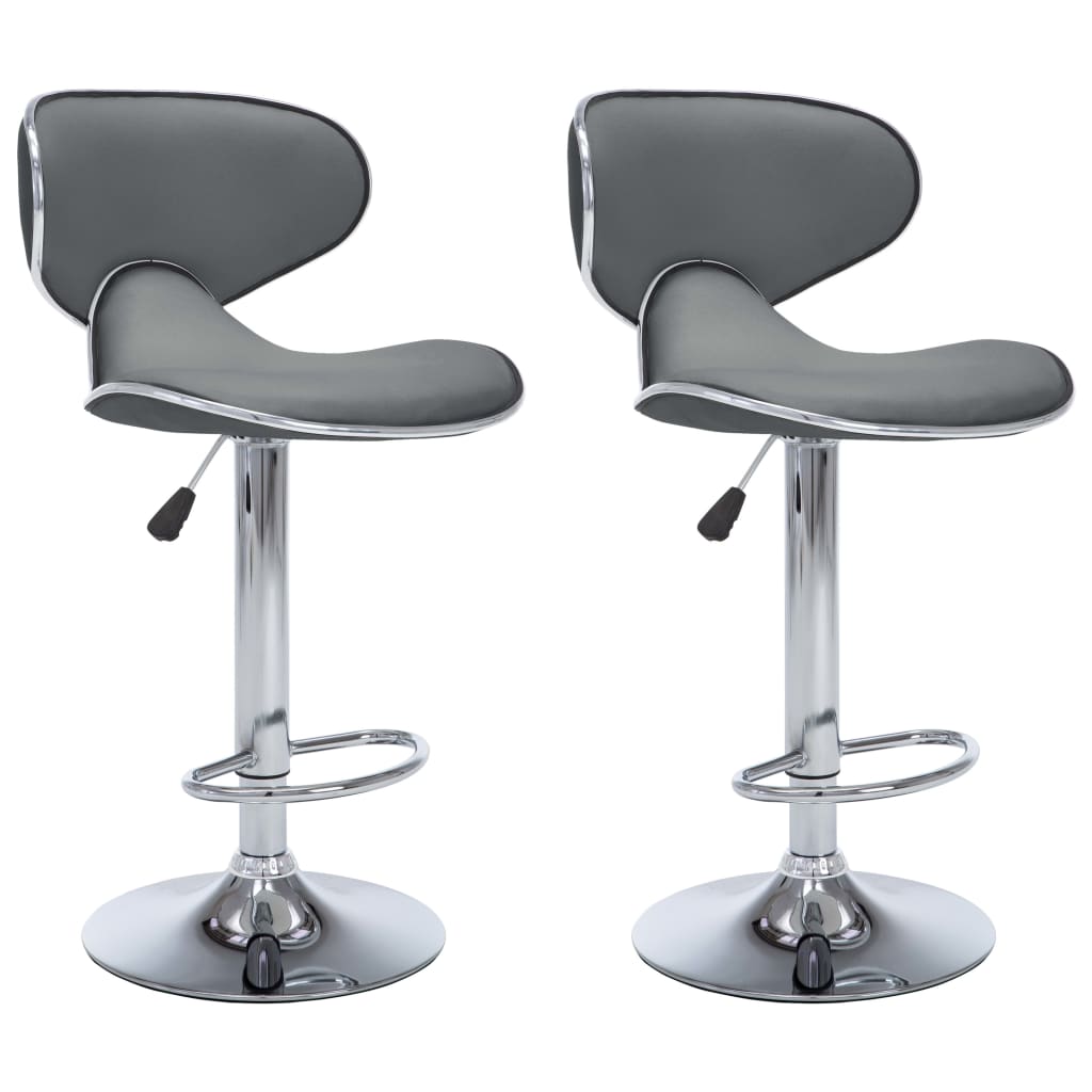 Tabourets de bar 2 pcs. Simili cuir gris