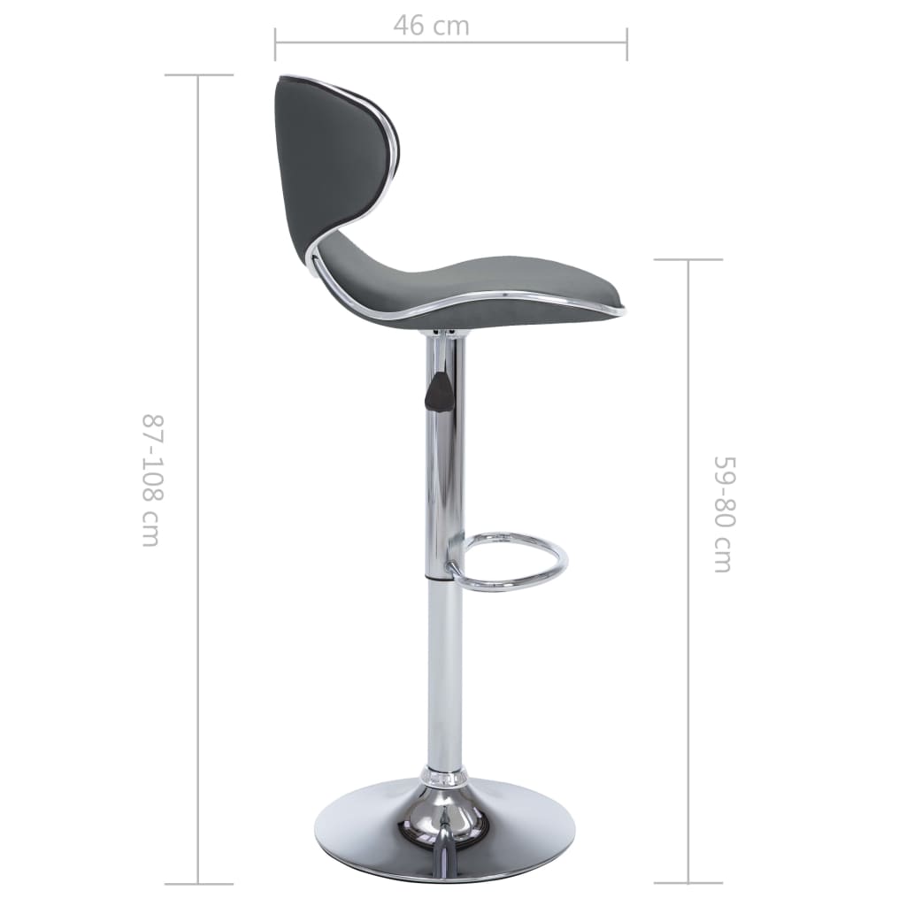 Tabourets de bar 2 pcs. Simili cuir gris