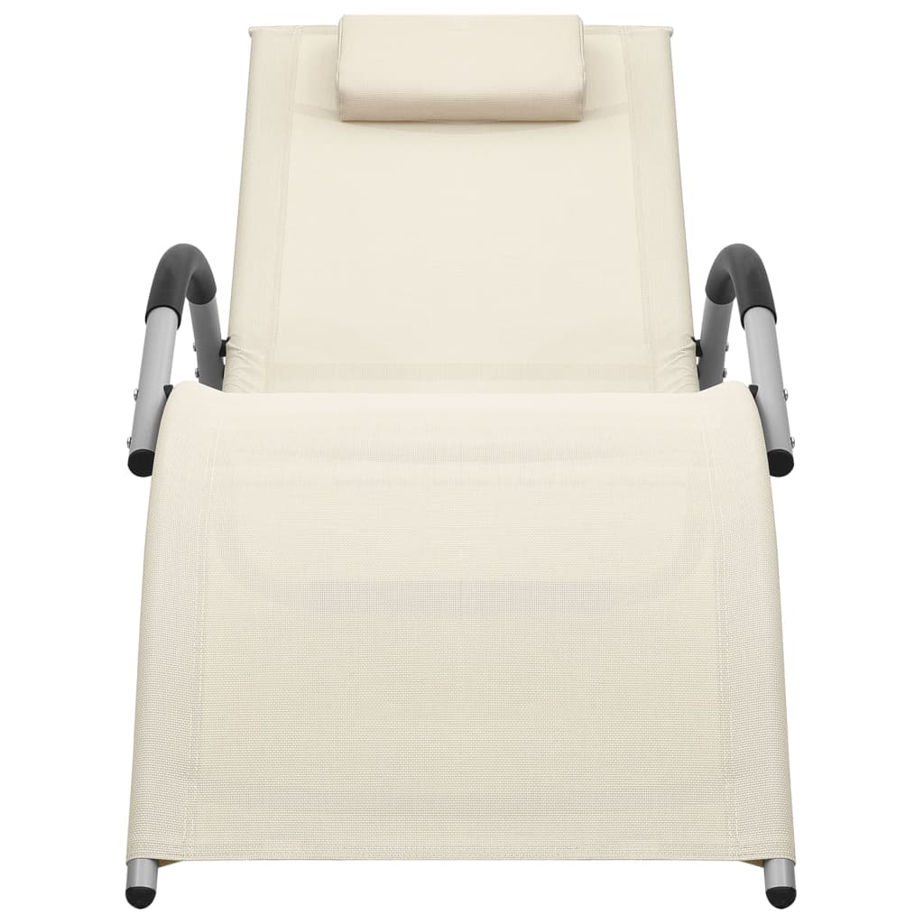 Chaises longues Textilène 2 pcs. Crème et gris