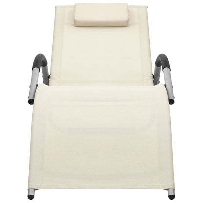 Chaises longues Textilène 2 pcs. Crème et gris