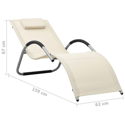 Chaises longues Textilène 2 pcs. Crème et gris