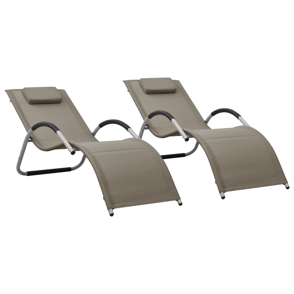 Chaises longues Textilène 2 pcs. Taupe et gris