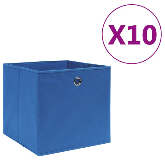 Cajas de almacenamiento 10 uds. Tela no tejida 28x28x28 cm azul