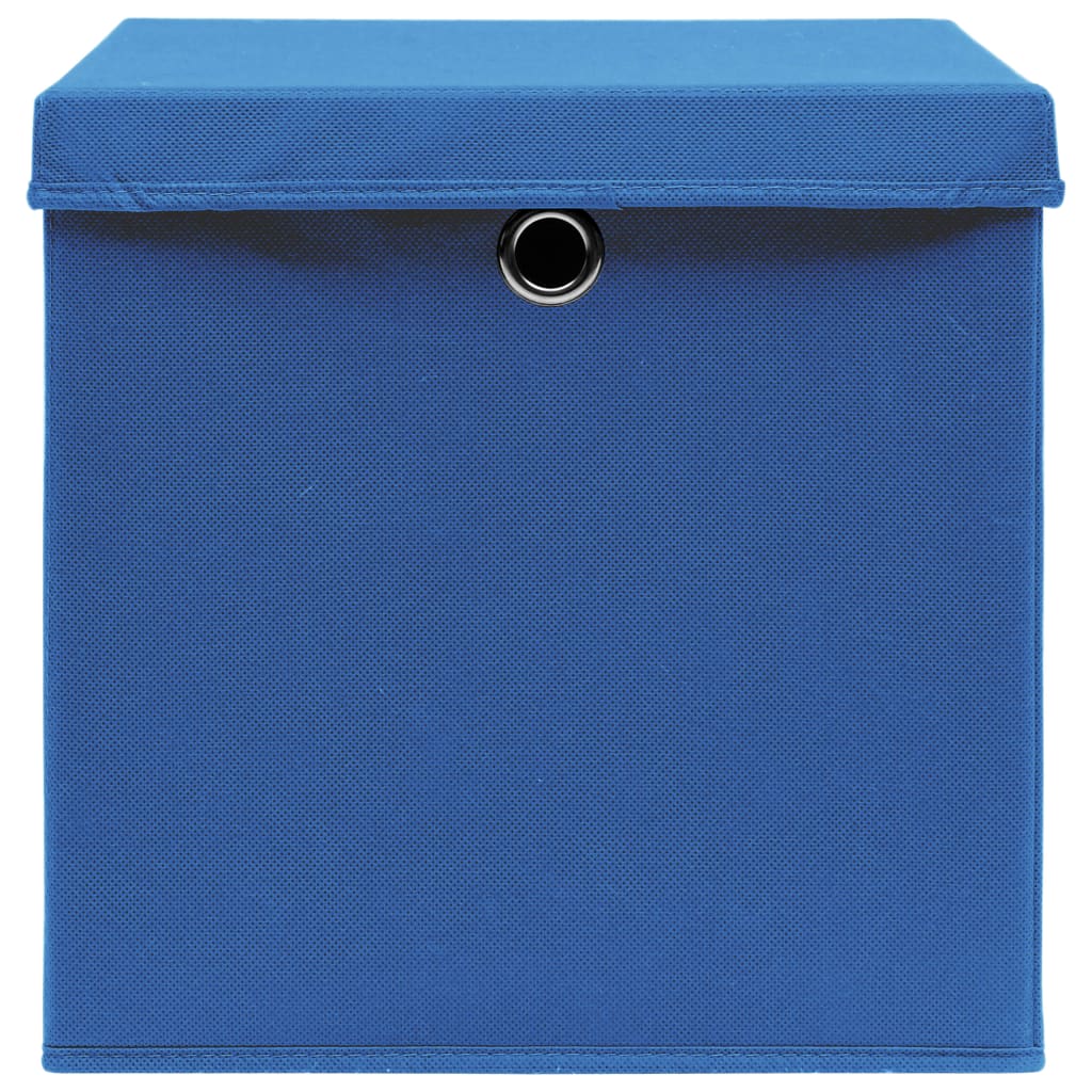 Boîtes de rangement avec couvercles 10 pièces 28x28x28 cm bleu