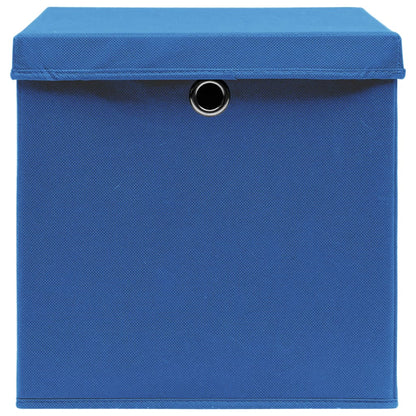 Boîtes de rangement avec couvercles 10 pièces 28x28x28 cm bleu