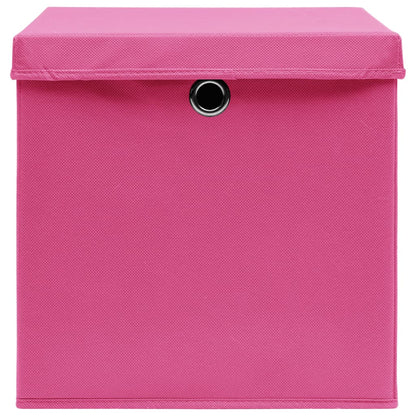 Cajas de almacenamiento con tapa 4 uds. 28x28x28 cm rosa