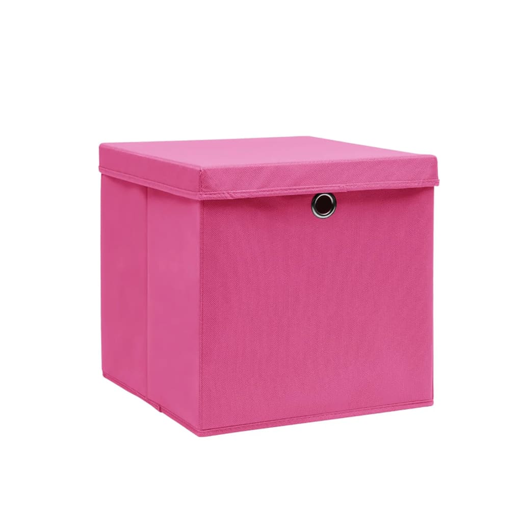 Aufbewahrungsboxen mit Deckeln 10 Stk. 28x28x28 cm Rosa