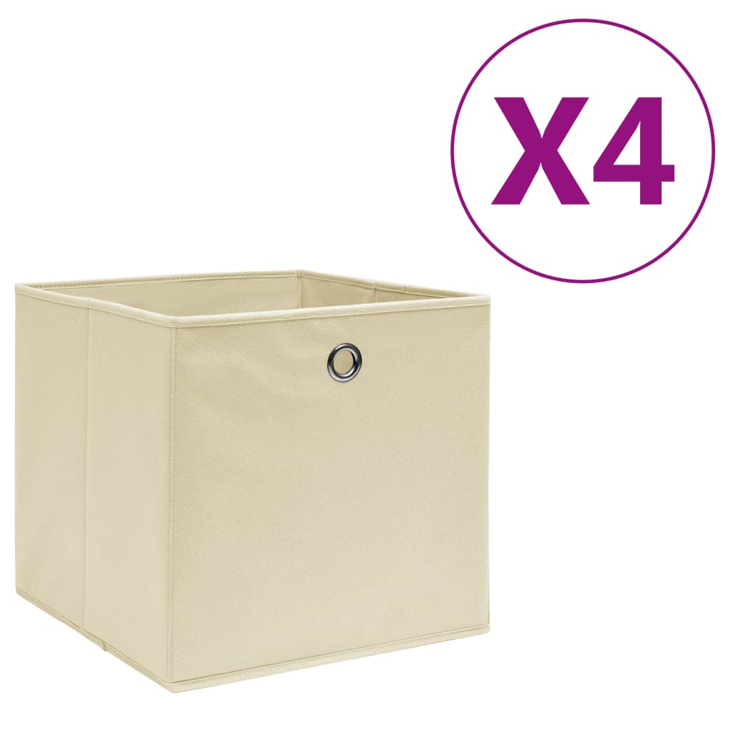 Aufbewahrungsboxen 4 Stk. Vliesstoff 28x28x28 cm Creme