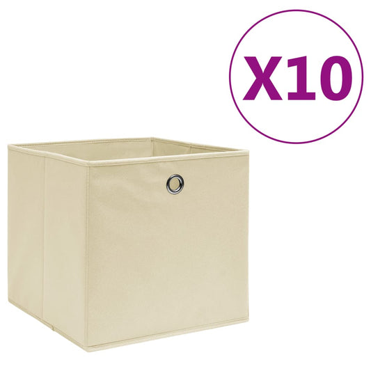 Aufbewahrungsboxen 10 Stk. Vliesstoff 28x28x28 cm Creme