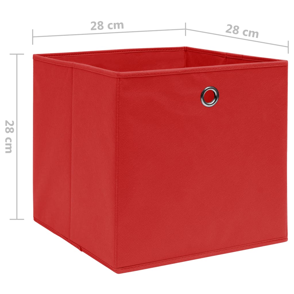 Boîtes de rangement 4 pcs Tissu non tissé 28x28x28 cm rouge