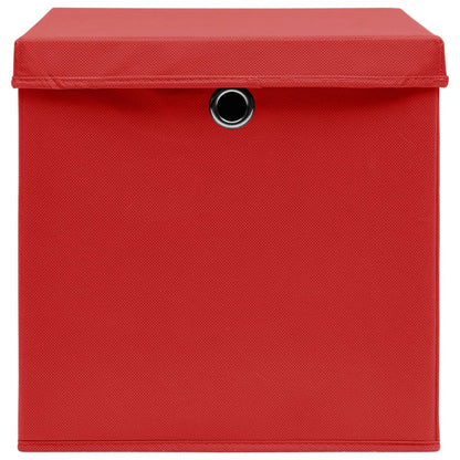 Boîtes de rangement avec couvercles 10 pièces 28x28x28 cm rouge