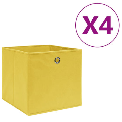 Boîtes de rangement 4 pcs Tissu non tissé 28x28x28 cm jaune