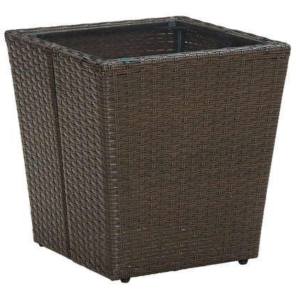 Garten-Couchtisch  Braun 41,5x41,5x44 cm Poly Rattan und Hartglas