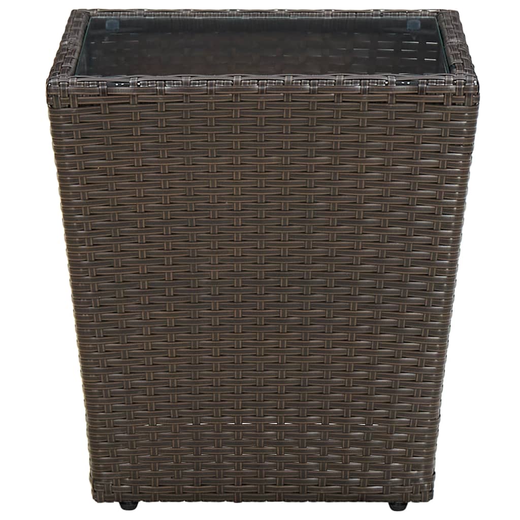 Garten-Couchtisch  Braun 41,5x41,5x44 cm Poly Rattan und Hartglas