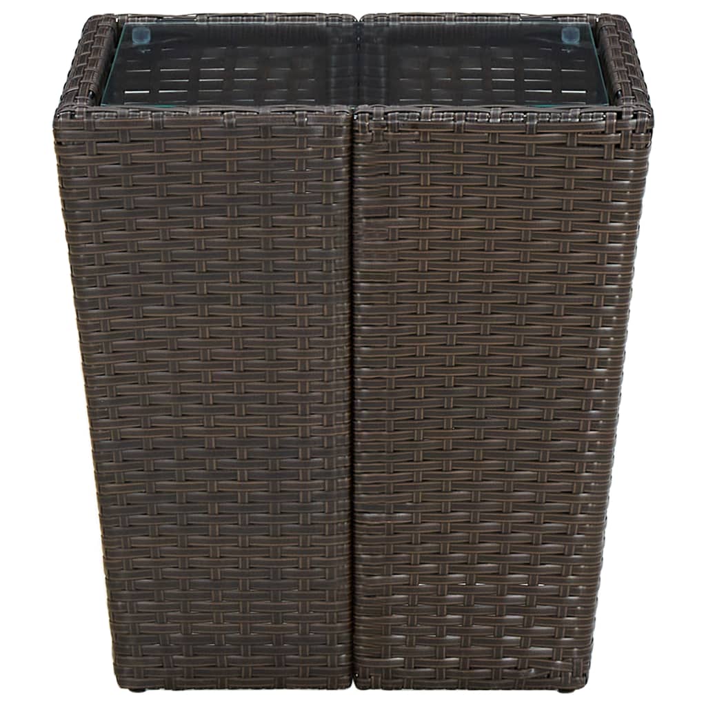 Garten-Couchtisch  Braun 41,5x41,5x44 cm Poly Rattan und Hartglas