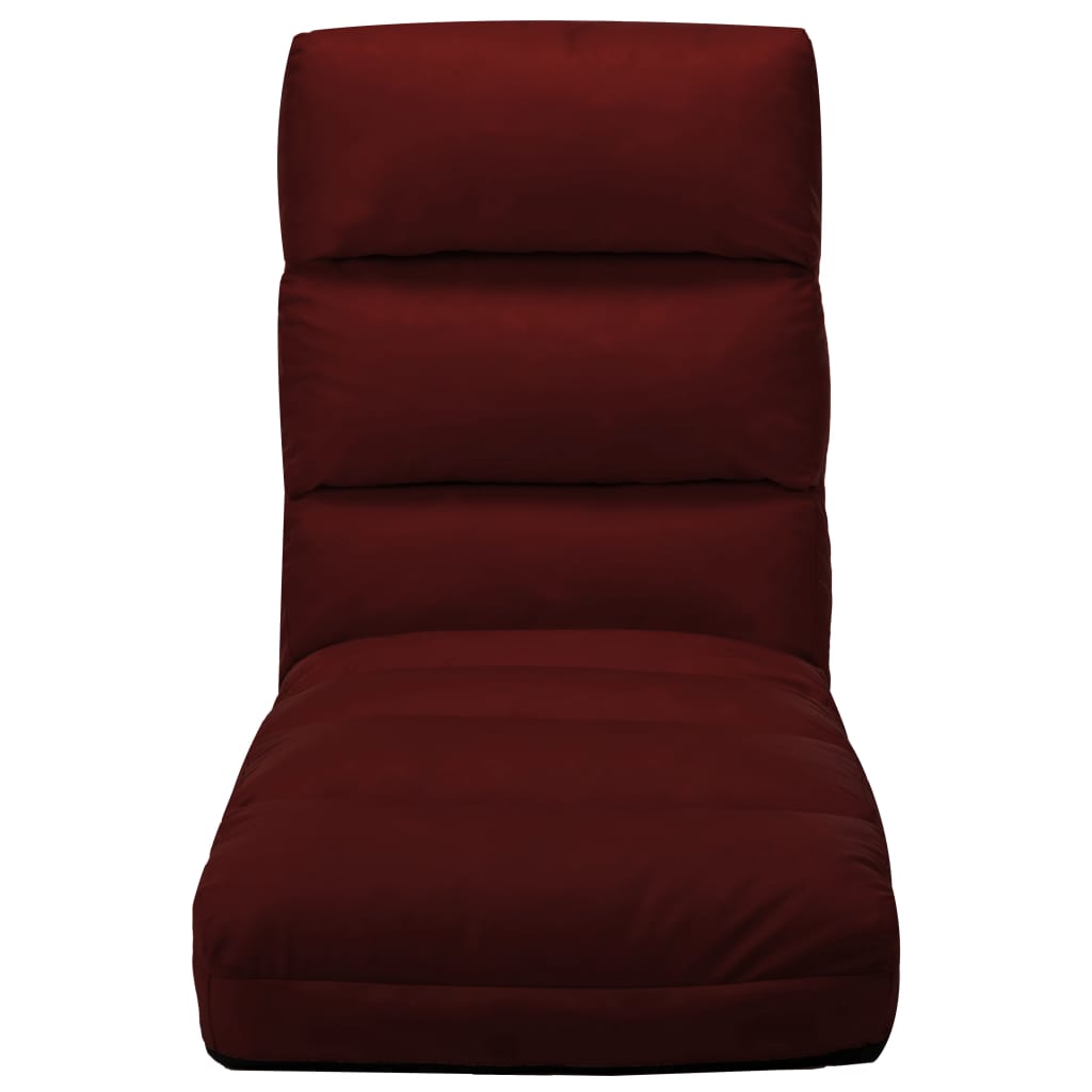 Chaise de sol pliable en simili cuir rouge vin