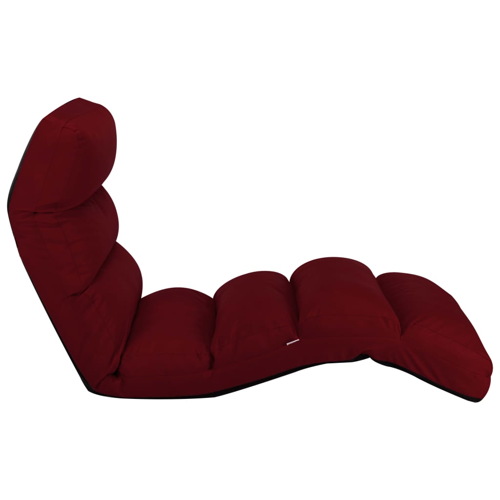 Chaise de sol pliable en simili cuir rouge vin