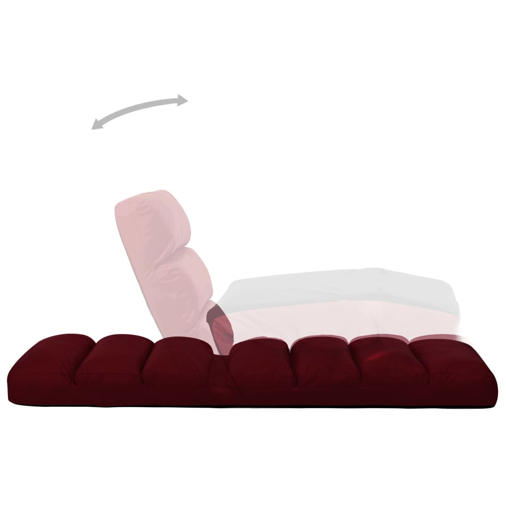 Chaise de sol pliable en simili cuir rouge vin