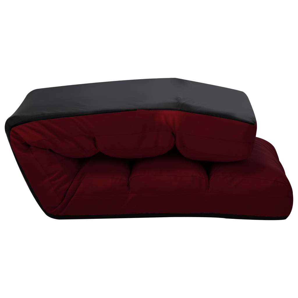 Chaise de sol pliable en simili cuir rouge vin