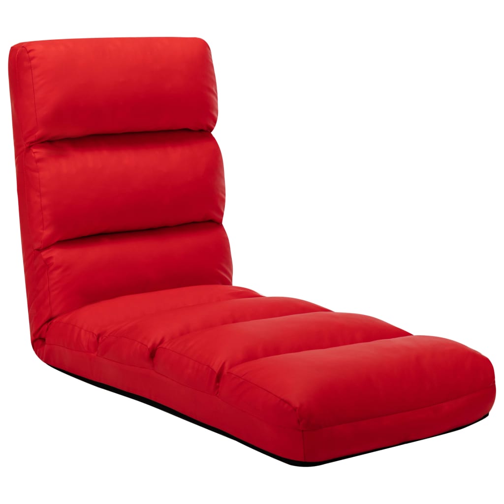 Chaise de sol pliable en simili cuir rouge