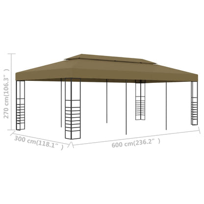 Gartenpavillon 6x3x2,7 m Taupe 180 g/m²