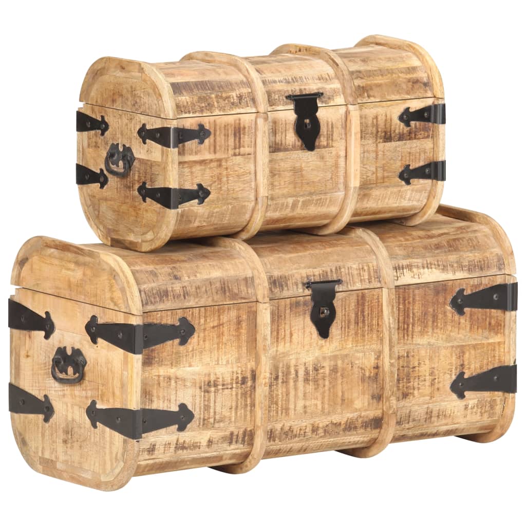 Coffres de rangement 2 pcs. Bois massif de manguier