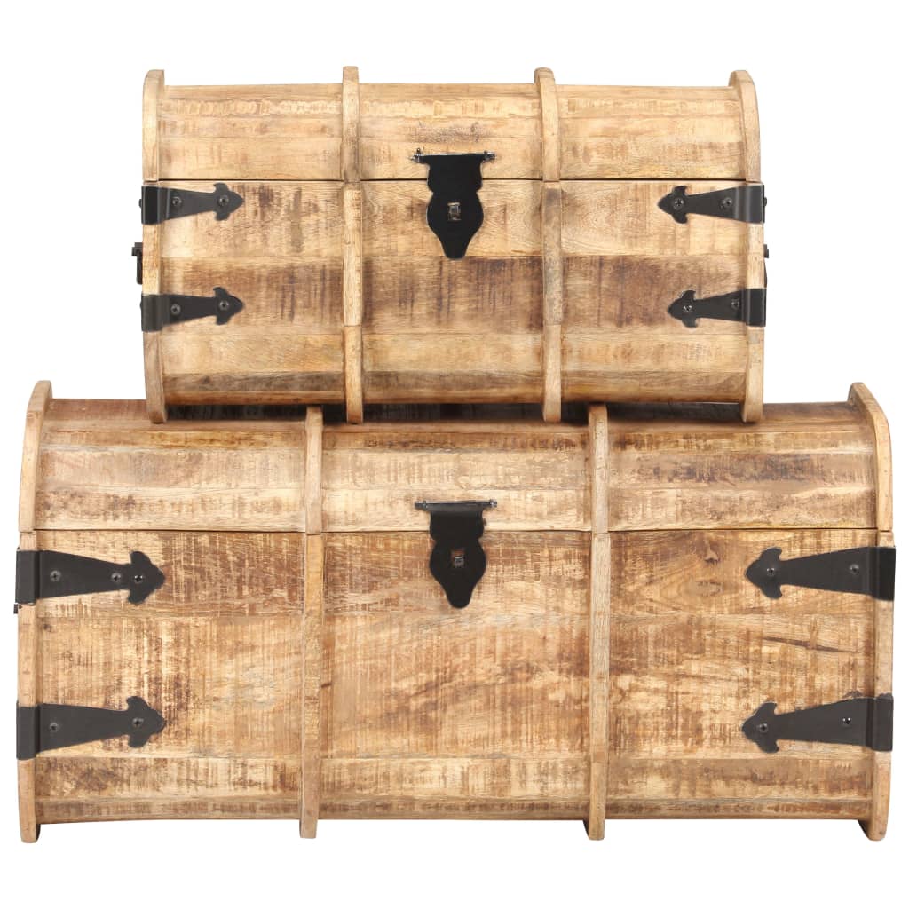 Coffres de rangement 2 pcs. Bois massif de manguier