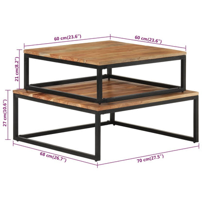 Tables gigognes 2 pcs. Bois d'acacia massif