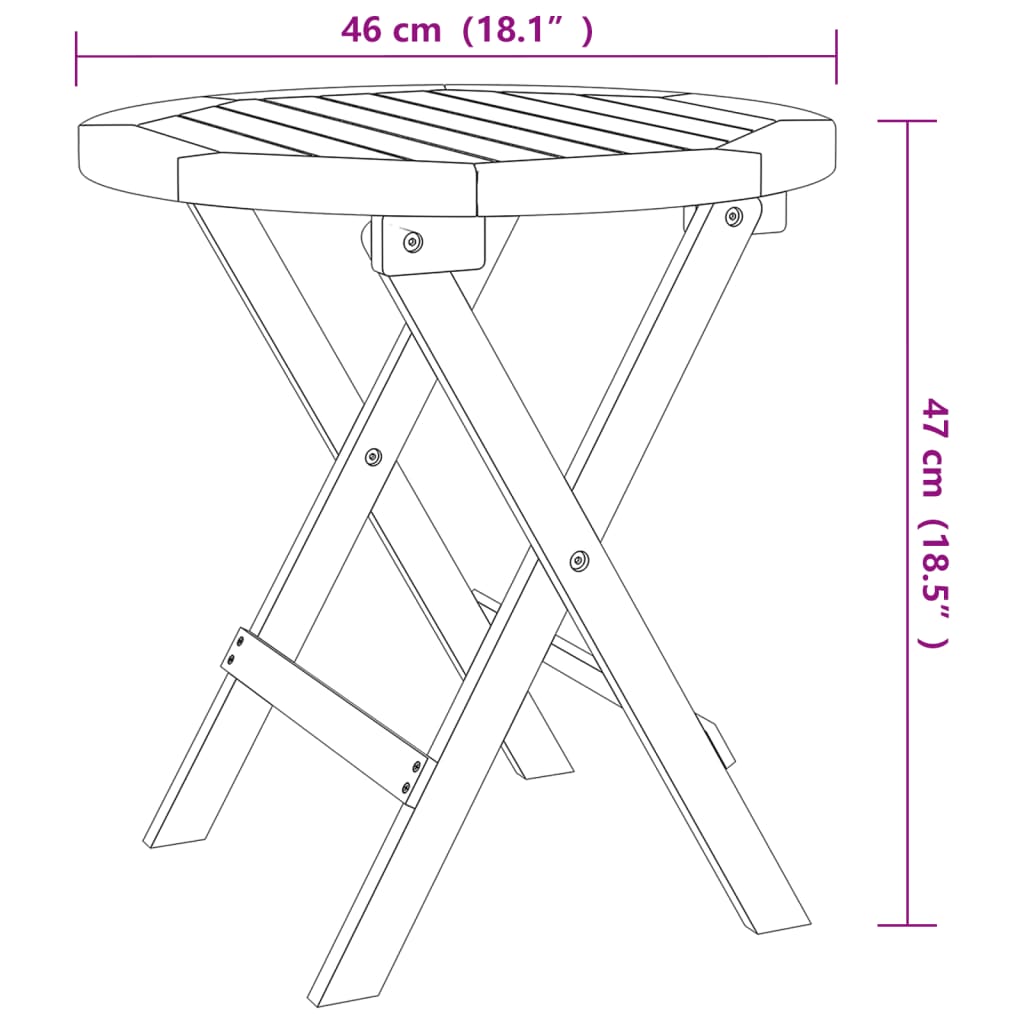 Garten-Couchtisch Klappbar Weiß Ø 46 cm Massivholz Akazie