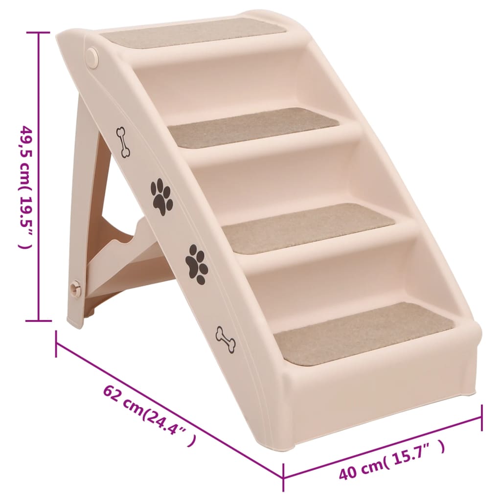 Hundetreppe Klappbar Creme 62x40x49,5 cm