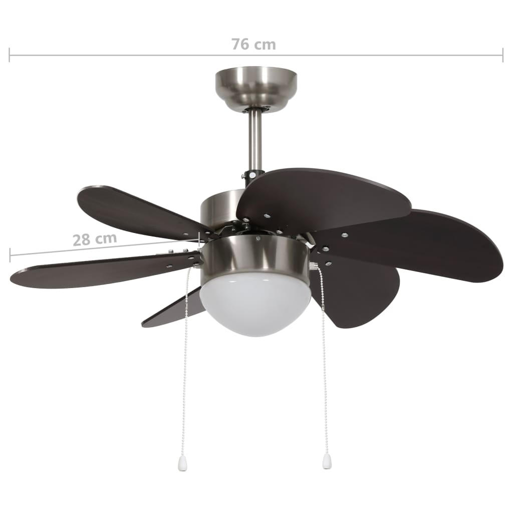 Deckenventilator mit Lampe 76 cm Dunkelbraun