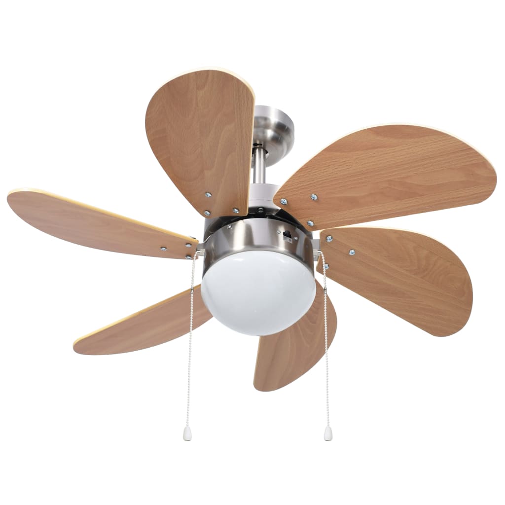 Ventilador de techo con lámpara 76 cm marrón claro