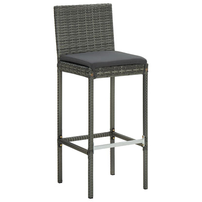 Garten-Barhocker mit Kissen 4 Stk. Grau Poly Rattan