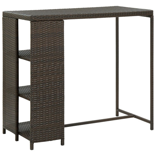 Bartisch mit Regal Braun 120x60x110 cm Poly Rattan