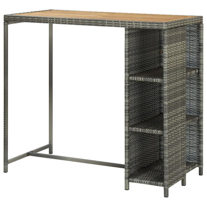 Bartisch mit Regal Grau 120x60x110 cm Poly Rattan