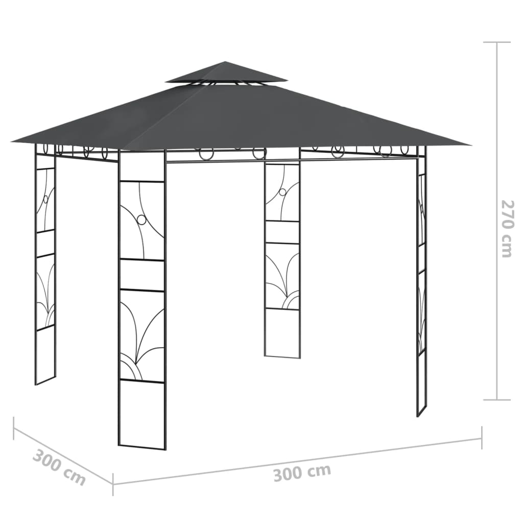 Cenador 3x3x2,7 m antracita 160 g/m²