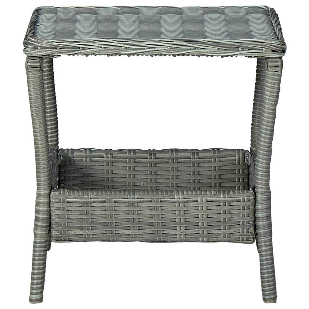 Garten-Couchtisch Hellgrau 45x45x46,5 cm Poly Rattan