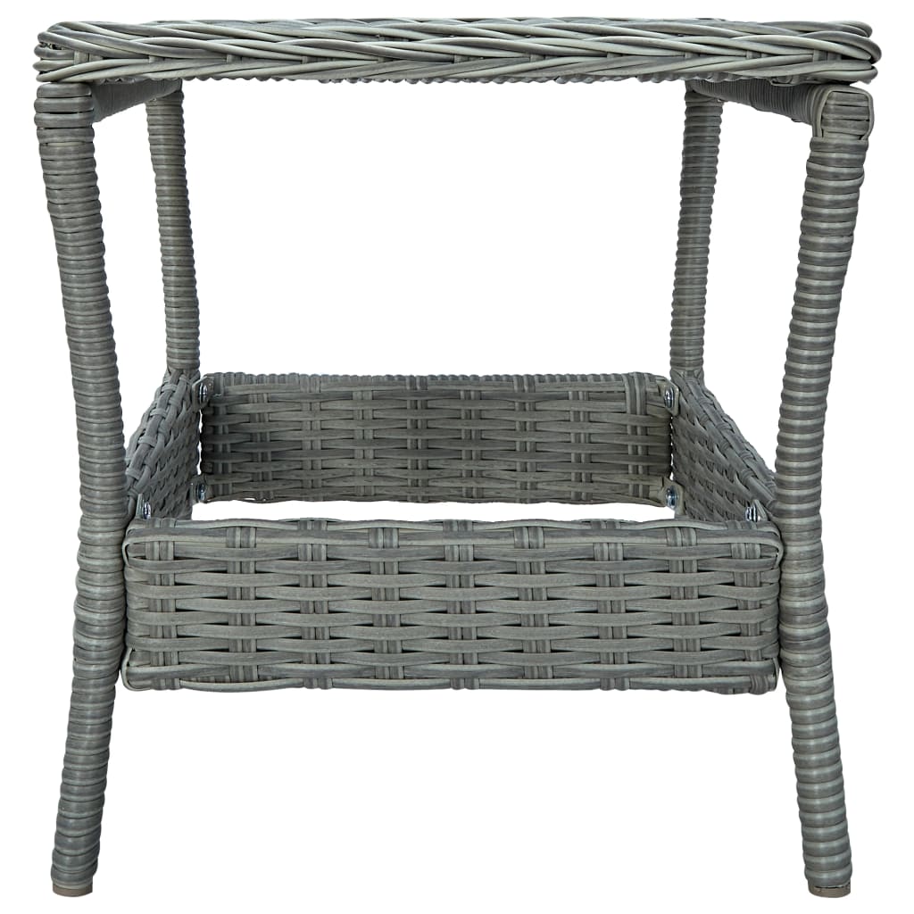 Garten-Couchtisch Hellgrau 45x45x46,5 cm Poly Rattan