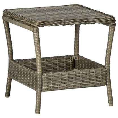 Garten-Couchtisch Braun 45x45x46,5 cm Poly Rattan