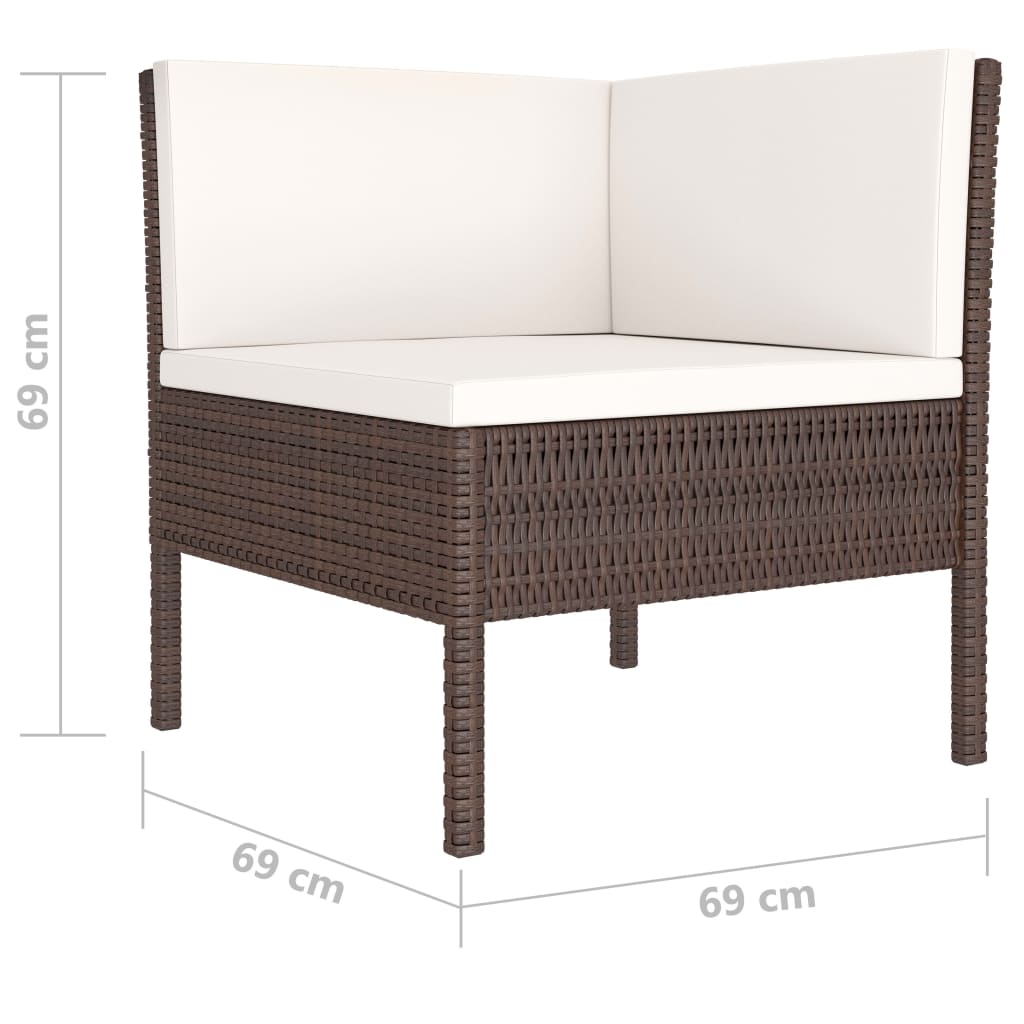 4-tlg. Garten-Lounge-Set mit Auflagen Poly Rattan Braun