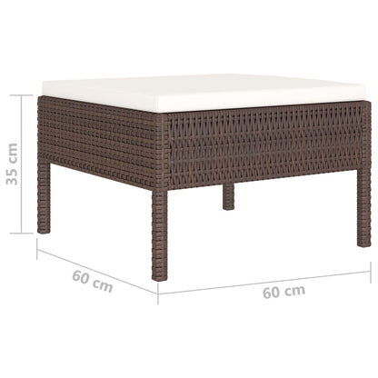 4-tlg. Garten-Lounge-Set mit Auflagen Poly Rattan Braun