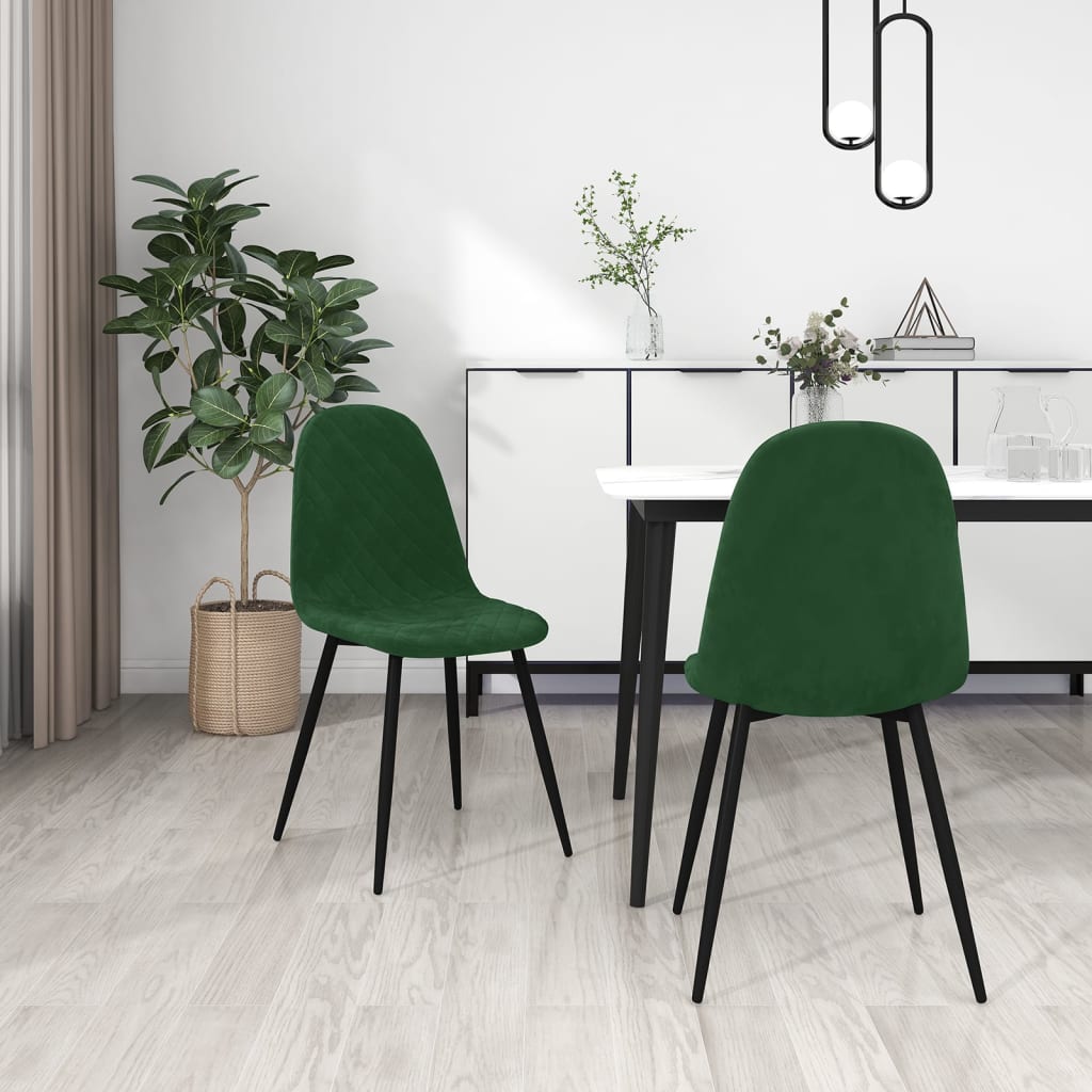 Chaises de salle à manger 2 pcs. Velours vert foncé