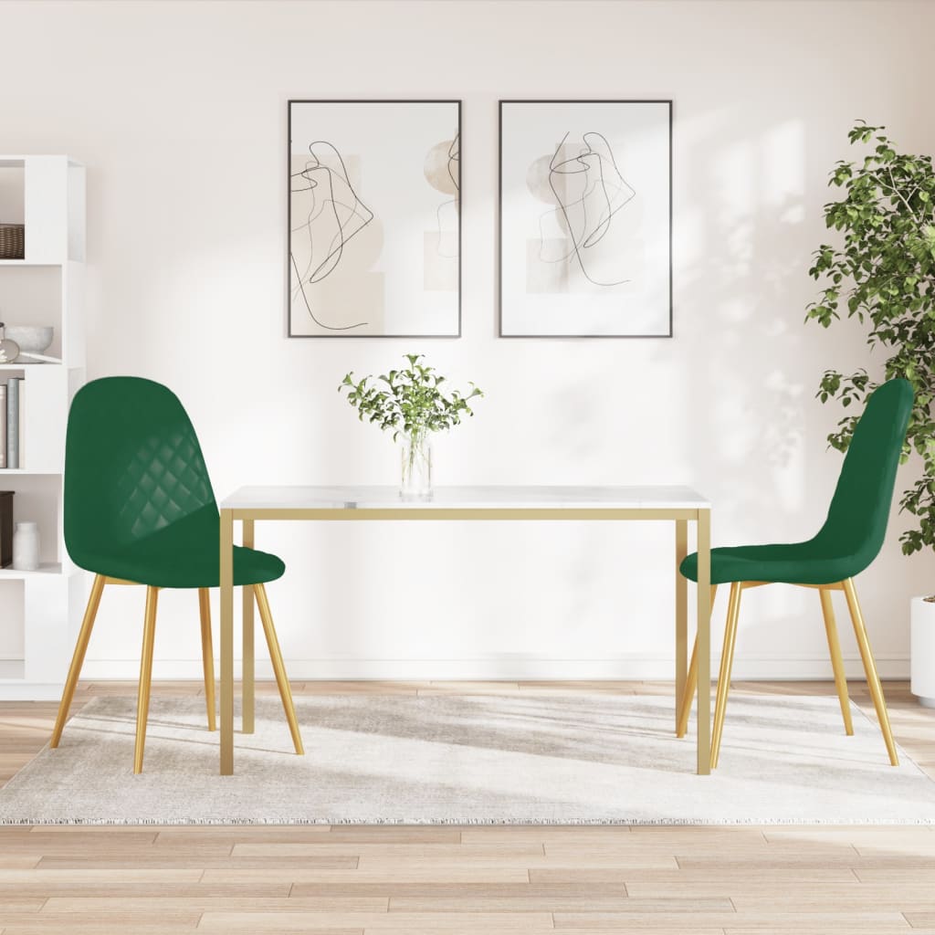 Chaises de salle à manger 2 pcs. Velours vert foncé