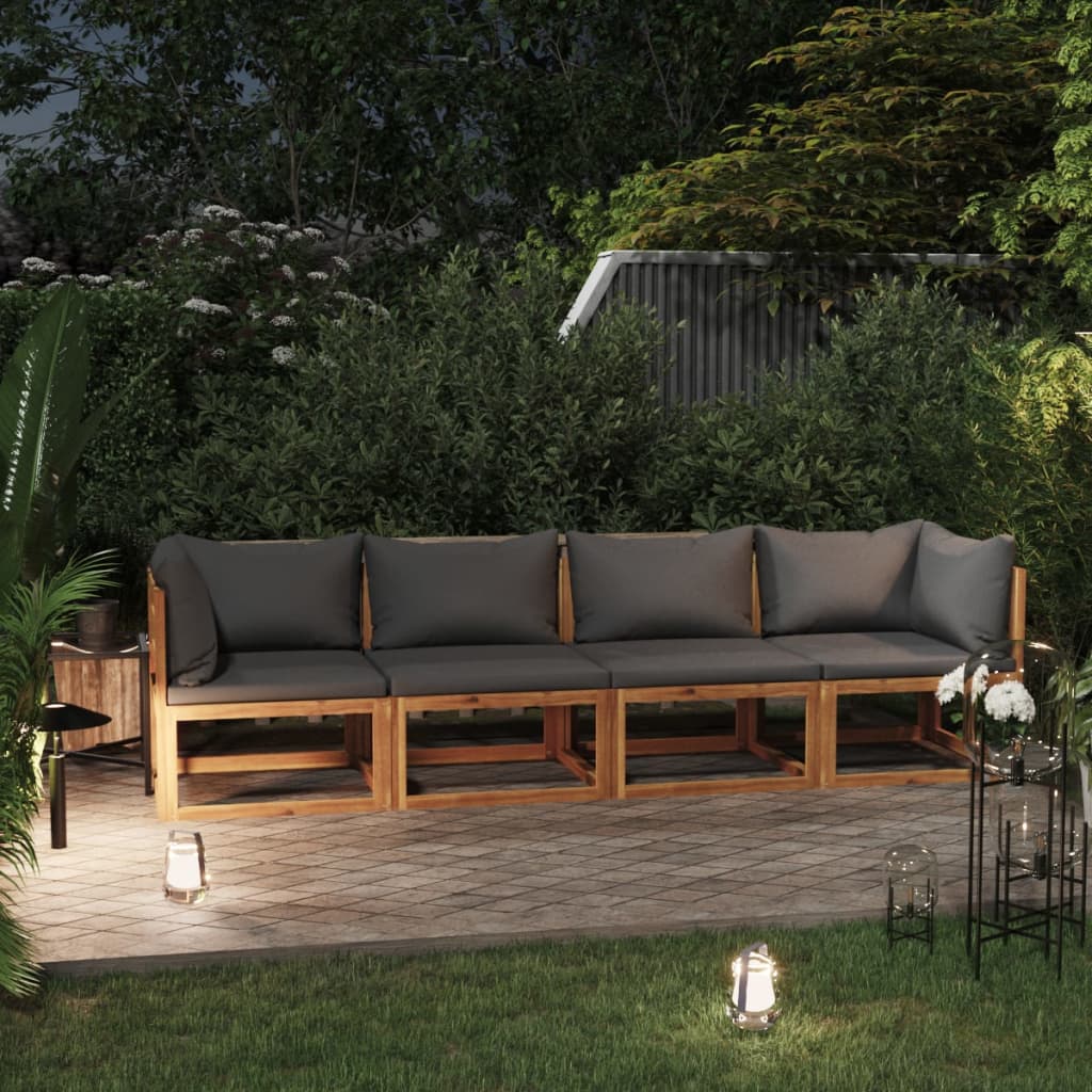 4-Sitzer-Gartensofa mit Auflage Akazie Massivholz