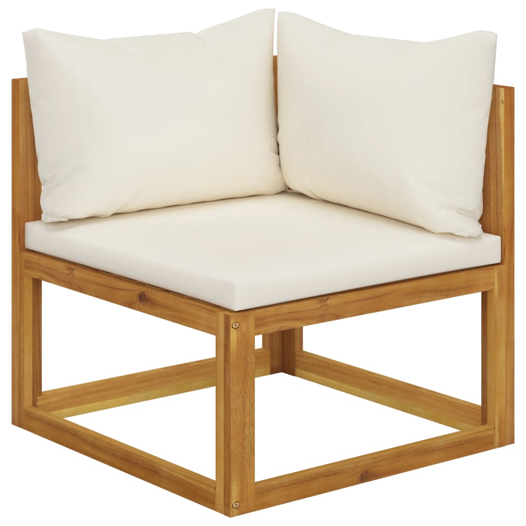 4-Sitzer-Gartensofa mit Auflagen Creme Akazie Massivholz