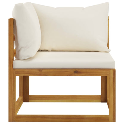 4-Sitzer-Gartensofa mit Auflagen Creme Akazie Massivholz