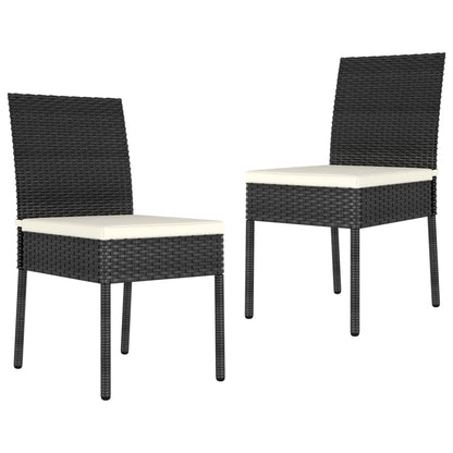 Garten-Essstühle 2 Stk. Poly Rattan Schwarz