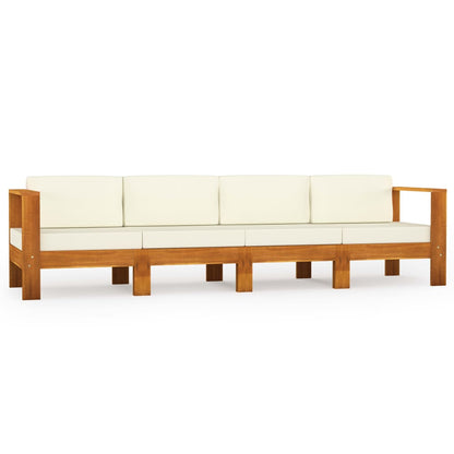 4-Sitzer-Gartensofa mit Cremeweißen Auflagen Massivholz Akazie