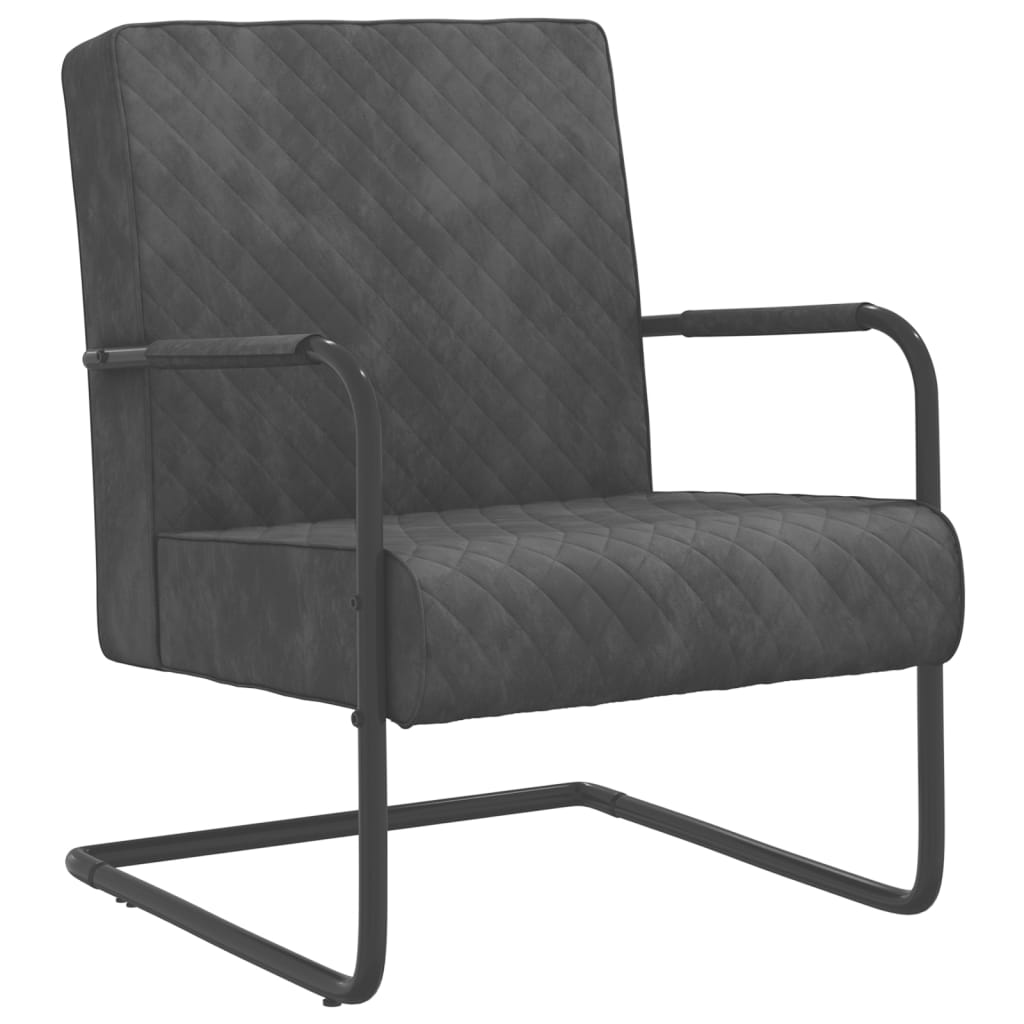 Silla cantilever terciopelo gris oscuro